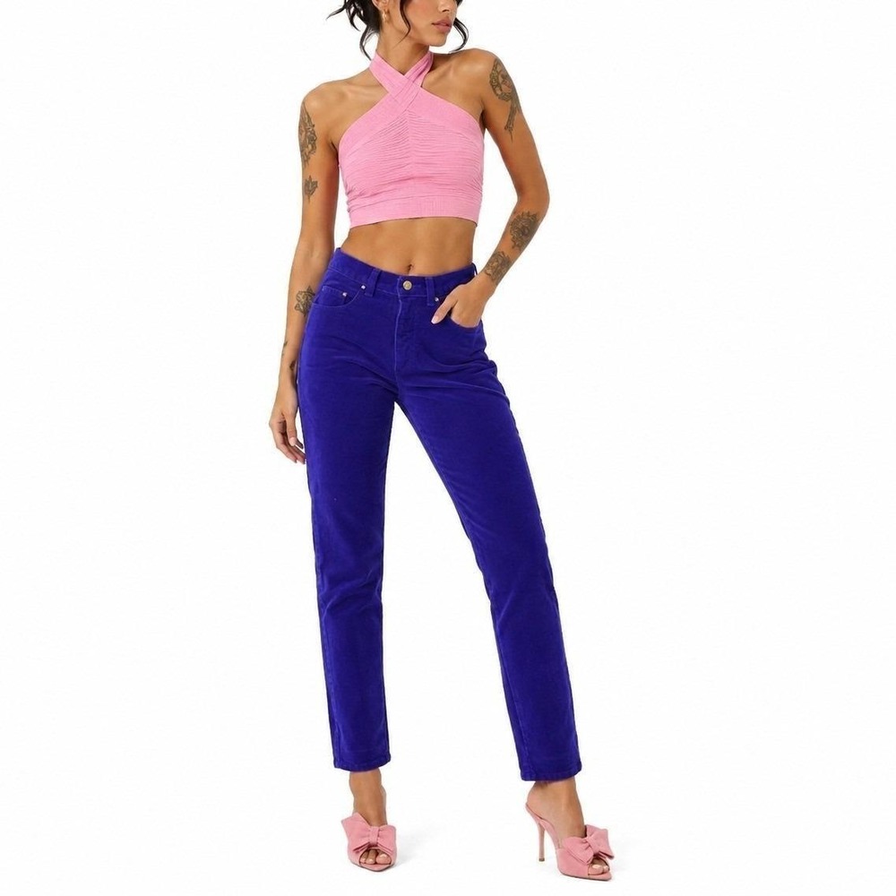 Vintage Indigo Purple Jeans High Waist Slim Straight Leg Denim Womens 00 24x34